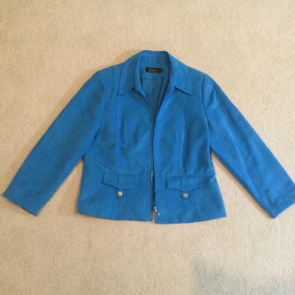 Tribal Turquoise Blue Faux Suede Jacket - Picture 1 of 7